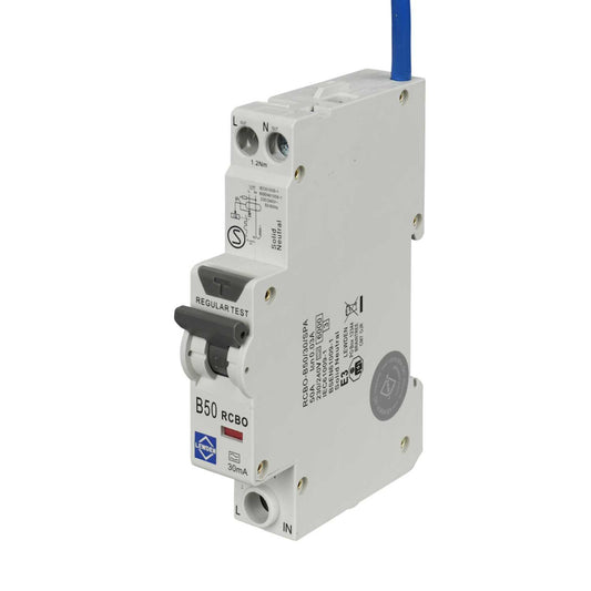 Lewden 50A Single Pole 1 Module B Curve 6kA 30mA Type A Compact Rcbo