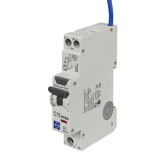 Lewden 10A Single Pole 1 Module C Curve 6kA 30mA Type A Compact Rcbo