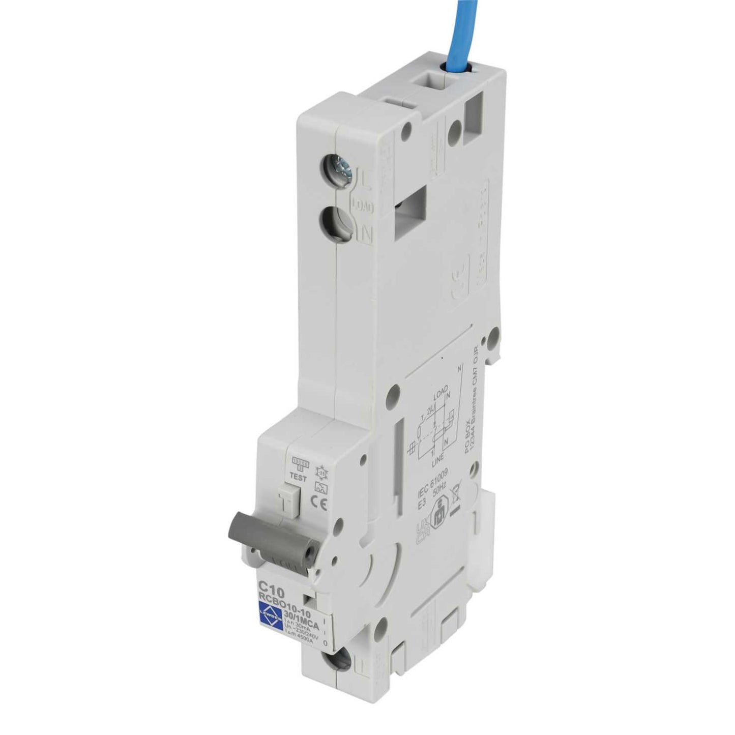 Lewden 10A 1P+N 1 Module C Curve 10kA 30mA Type A Rcbo