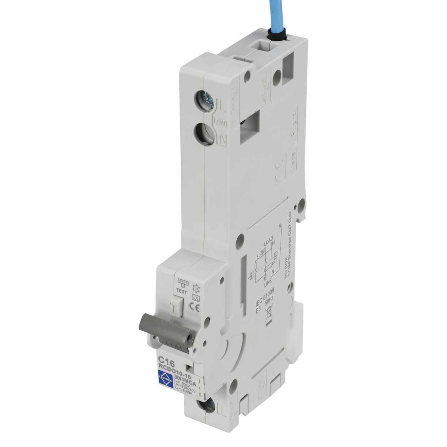 Lewden 16A 1P+N 1 Module C Curve 10kA 30mA Type A Rcbo