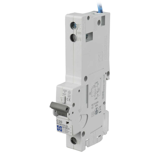 Lewden 20A 1P+N 1 Module C Curve 10kA 30mA Type A Rcbo