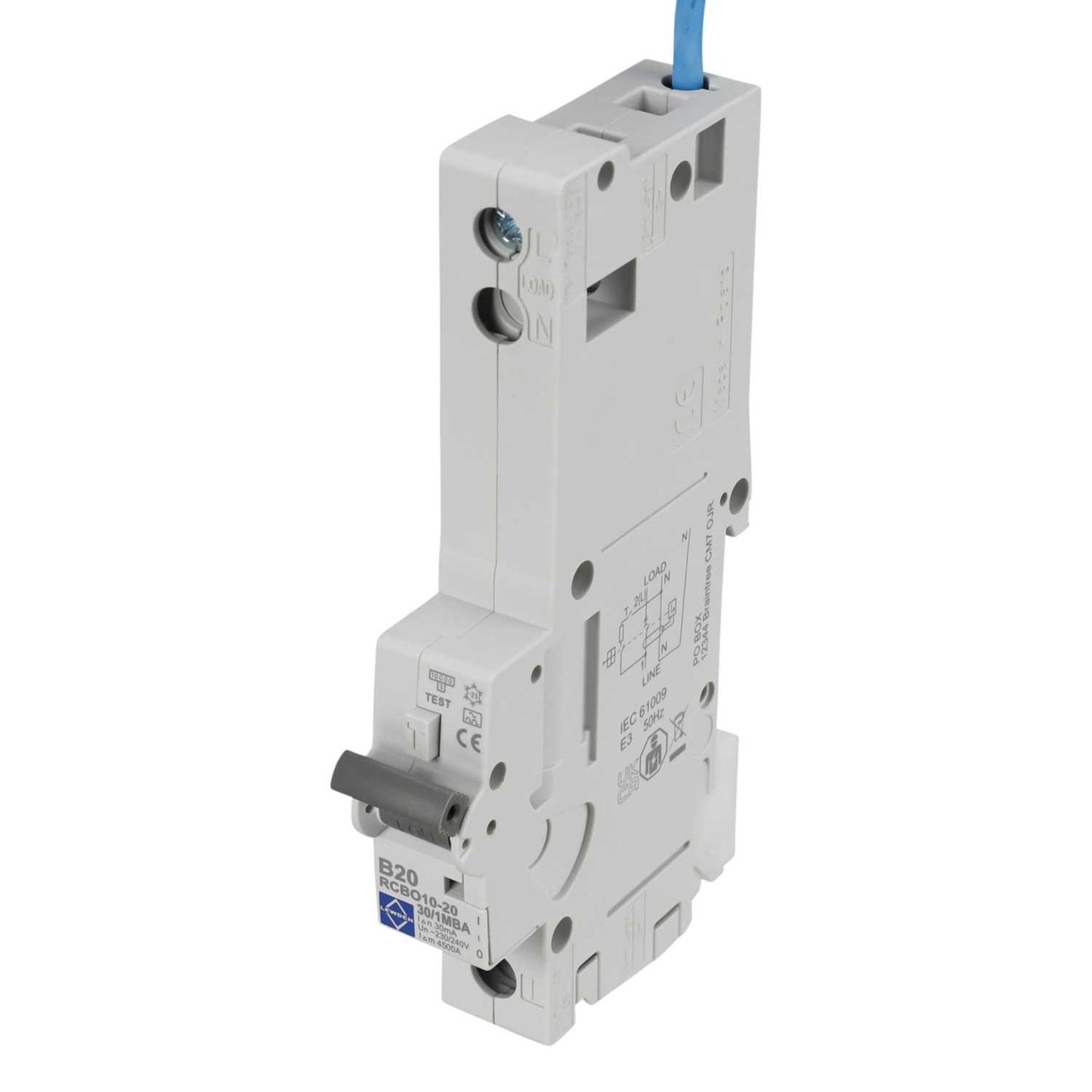 Lewden 20A 1P+N 1 Module B Curve 10kA 30mA Type A Rcbo