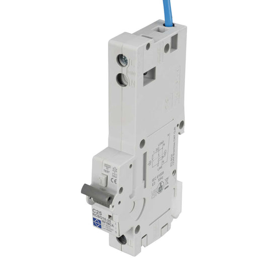 Lewden 25A 1P+N 1 Module C Curve 10kA 30mA Type A Rcbo