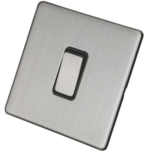 LGA Selectric 10A 1 Gang Intermediate Light Switch Screwless Grey Insert Satin Chrome