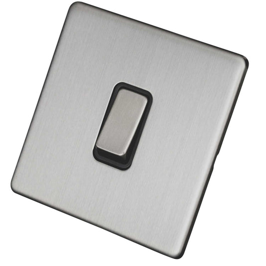 LGA Selectric 20A DP Switch Screwless Grey Insert Satin Chrome