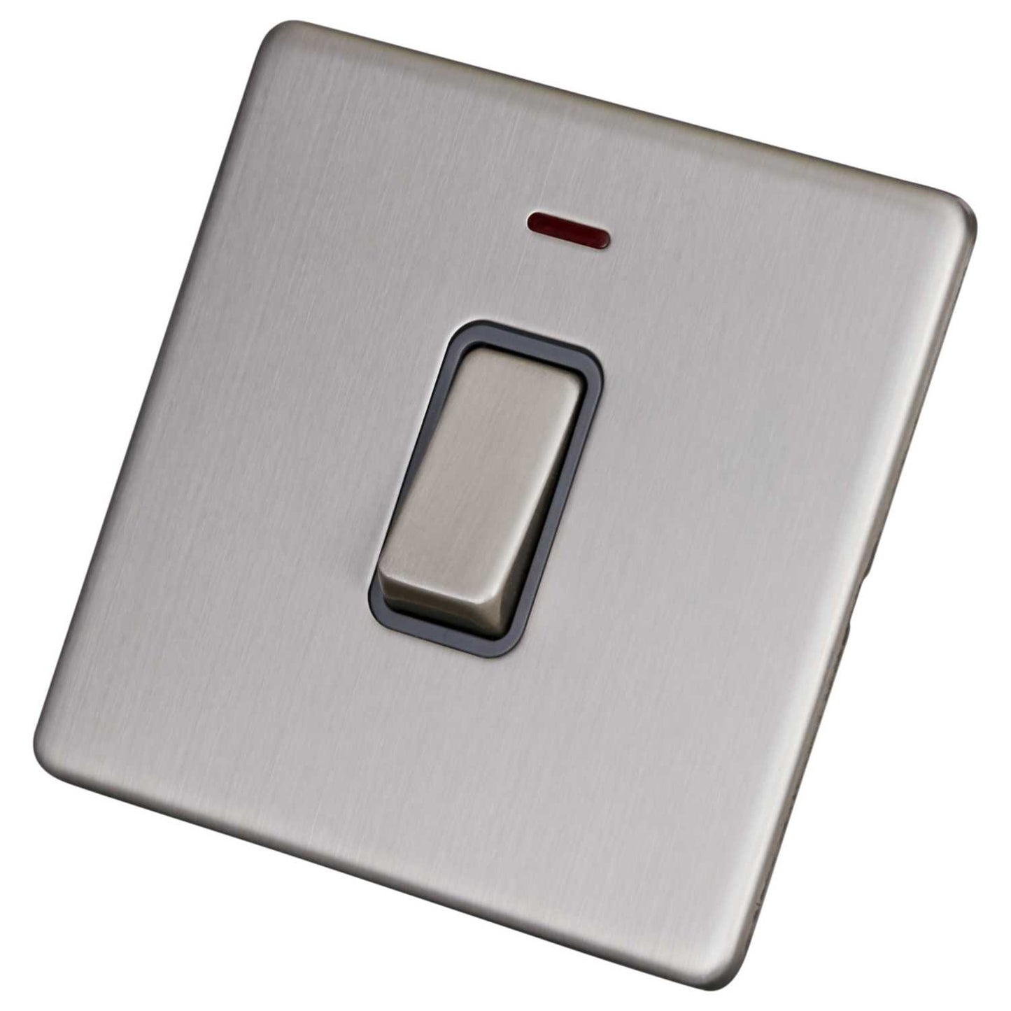 LGA Selectric 20A DP Switch with Neon Screwless Grey Insert Satin Chrome