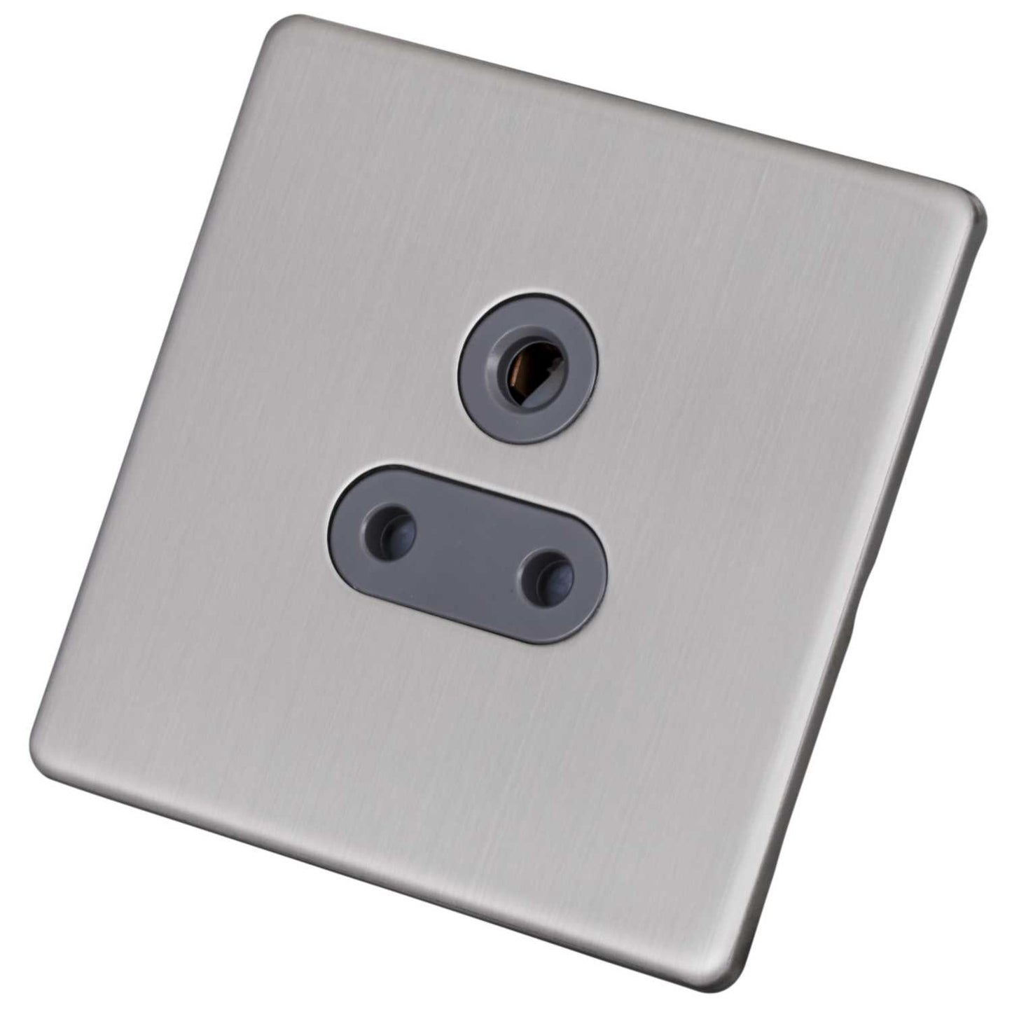 LGA Selectric 5A 1 Gang Unswitched Socket Grey Insert Satin Chrome