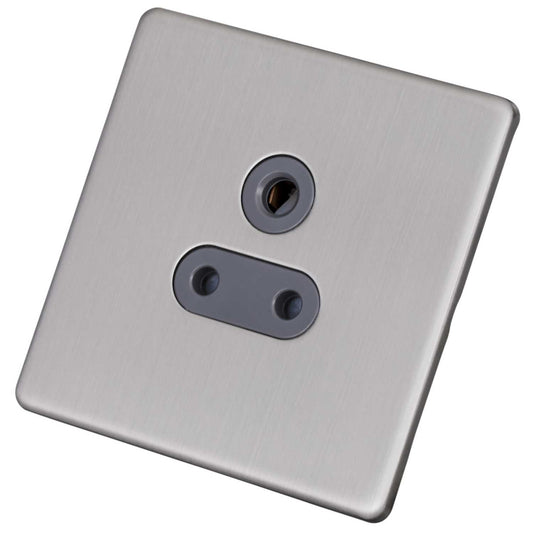 LGA Selectric 5A 1 Gang Unswitched Socket Grey Insert Satin Chrome
