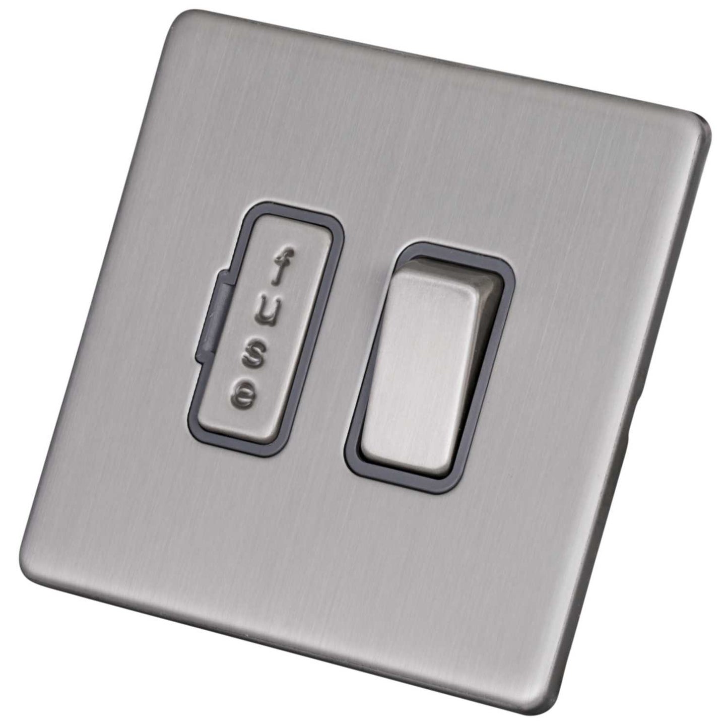 LGA Selectric 13A DP Switched Fused Spur Screwless Grey Insert Satin Chrome