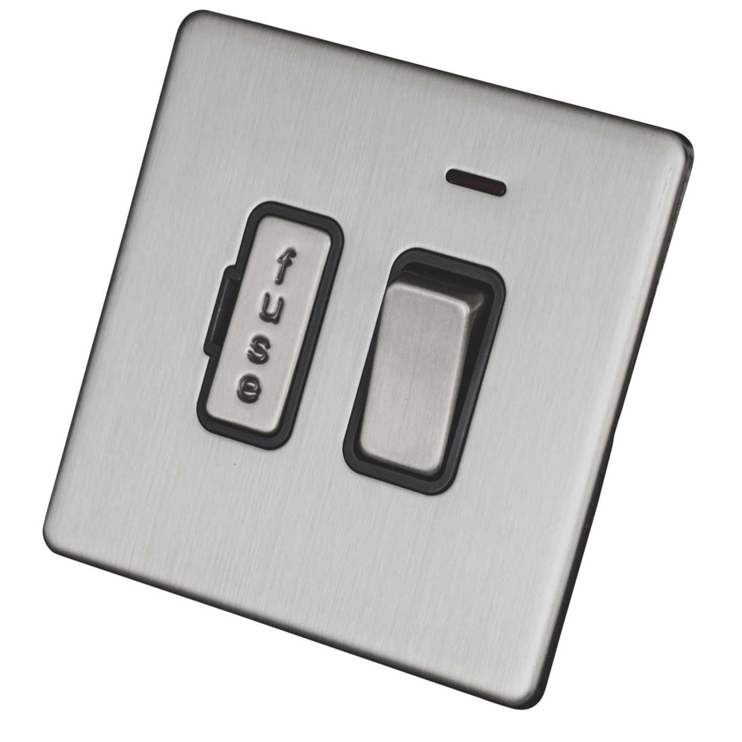 LGA Selectric 13A DP Switched Fused Spur with Neon Screwless Grey Insert Satin Chrome