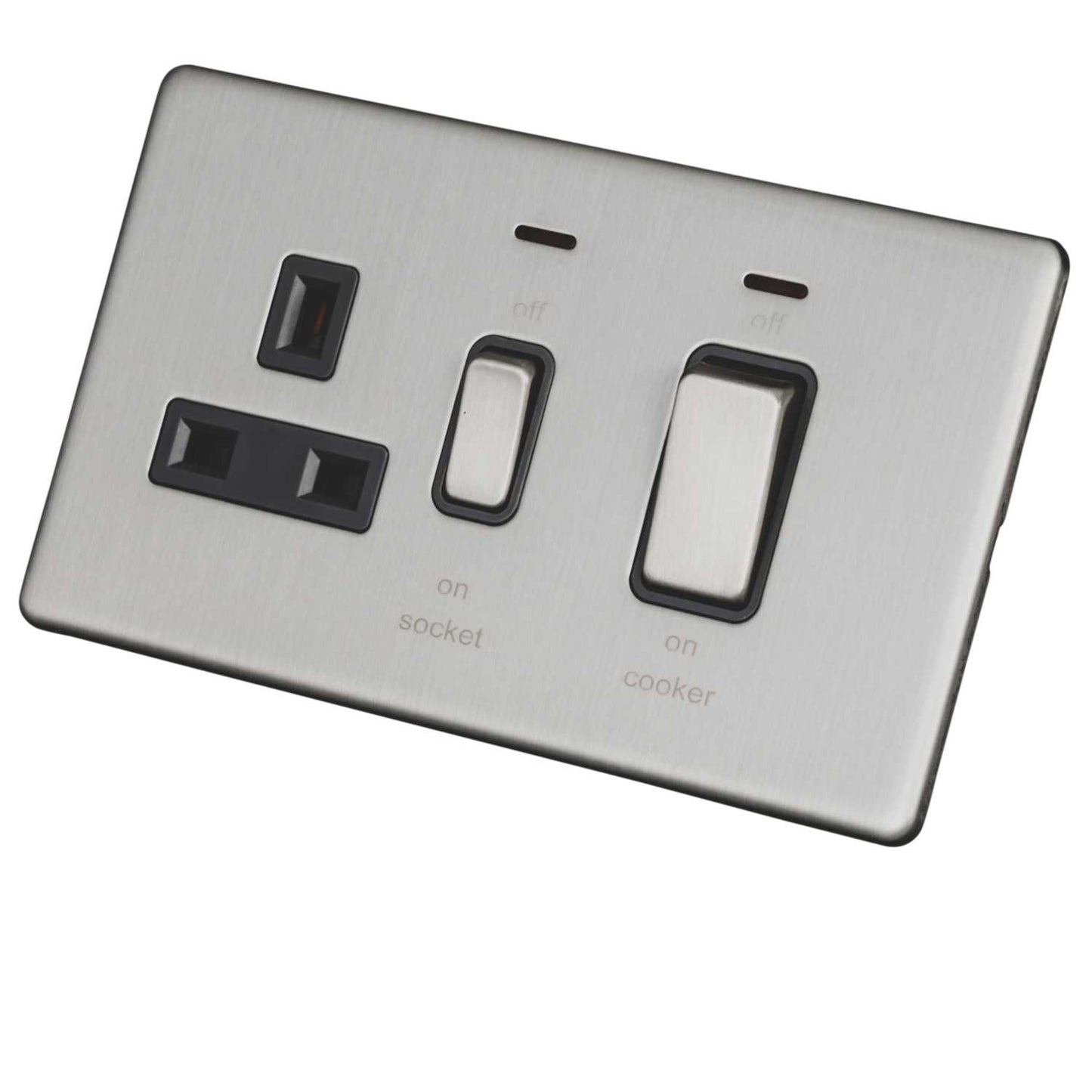 LGA Selectric 45A Cooker Control Unit with Neon Screwless Grey Insert Satin Chrome