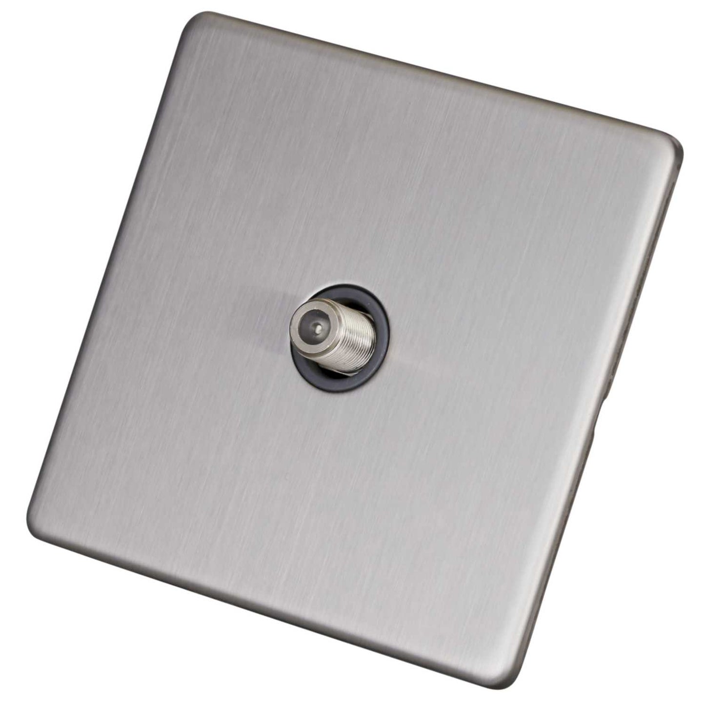 LGA Selectric 1 Gang Satellite Socket Screwless Grey Insert Satin Chrome