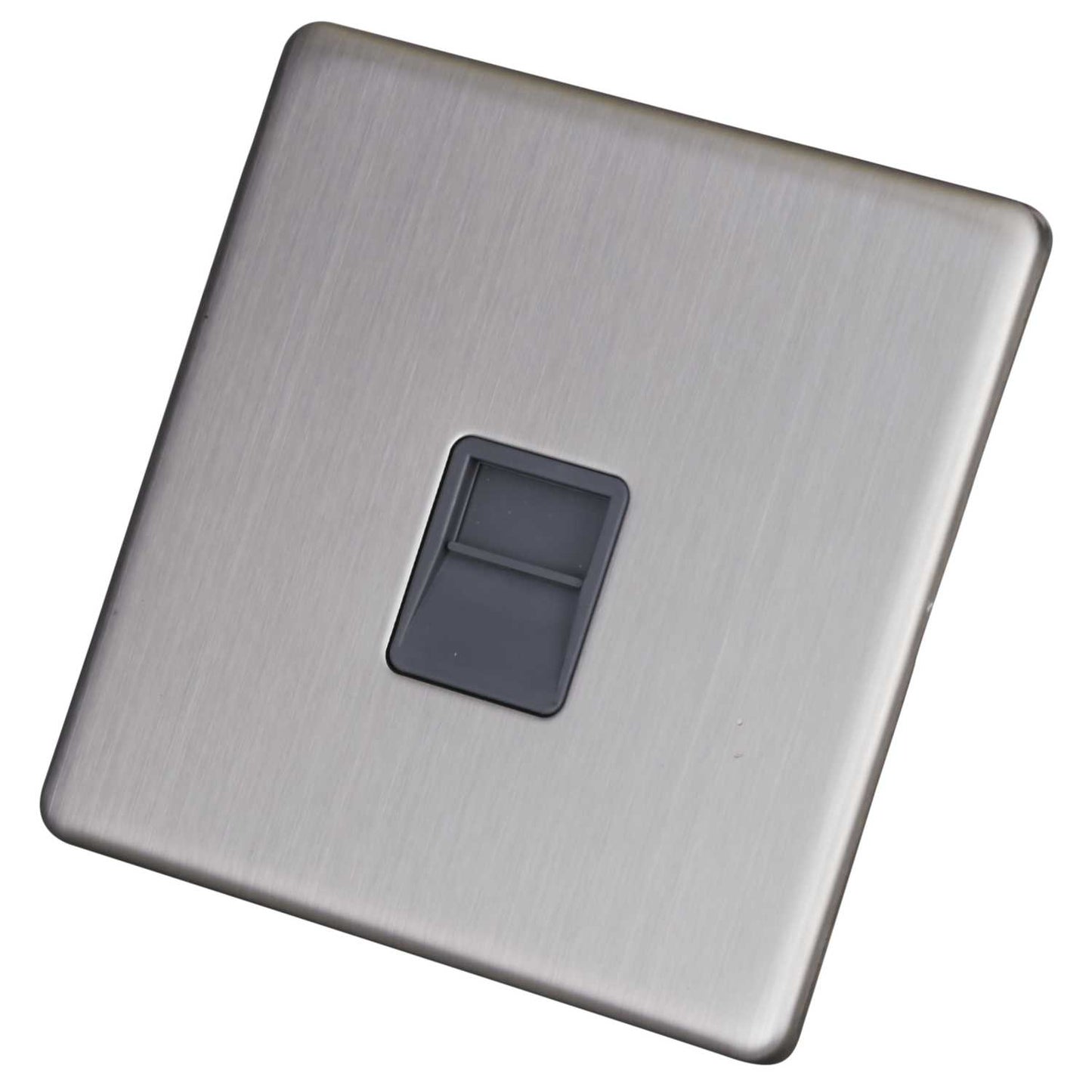 LGA Selectric 1 Gang Secondary Telephone Socket Screwless Grey Insert Satin Chrome