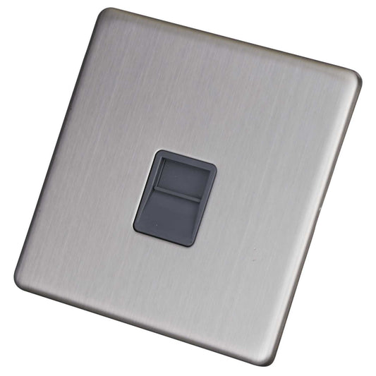 LGA Selectric 1 Gang Secondary Telephone Socket Screwless Grey Insert Satin Chrome