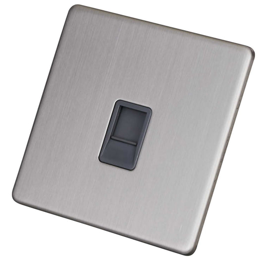 LGA Selectric 1 Gang RJ45 Data Socket Screwless Grey Insert Satin Chrome