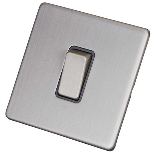 LGA Selectric 45A 1 Gang DP Cooker Switch Screwless Grey Insert Satin Chrome