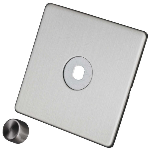 LGA Selectric 1 Gang Empty Dimmer Plate Screwless Grey Insert Satin Chrome