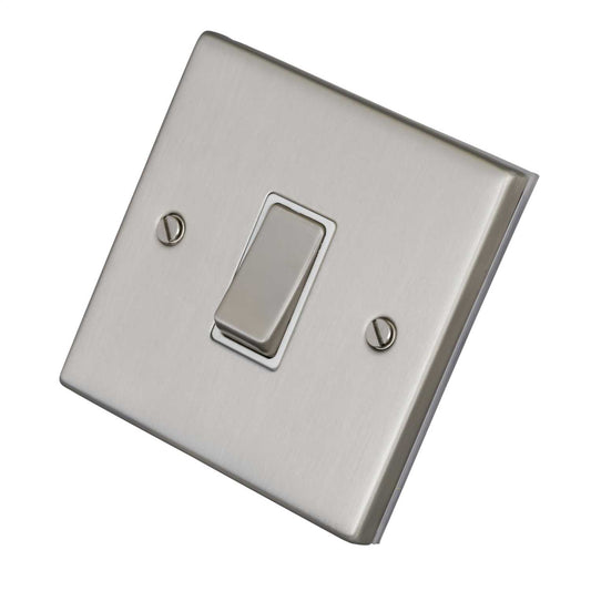 LGA Selectric 7M-Pro 10A 1 Gang 2 Way Switch Metal / White Insert Satin Chrome
