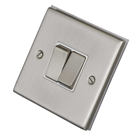 LGA Selectric 7M-Pro 10A 2 Gang 2 Way Switch Metal / White Insert Satin Chrome