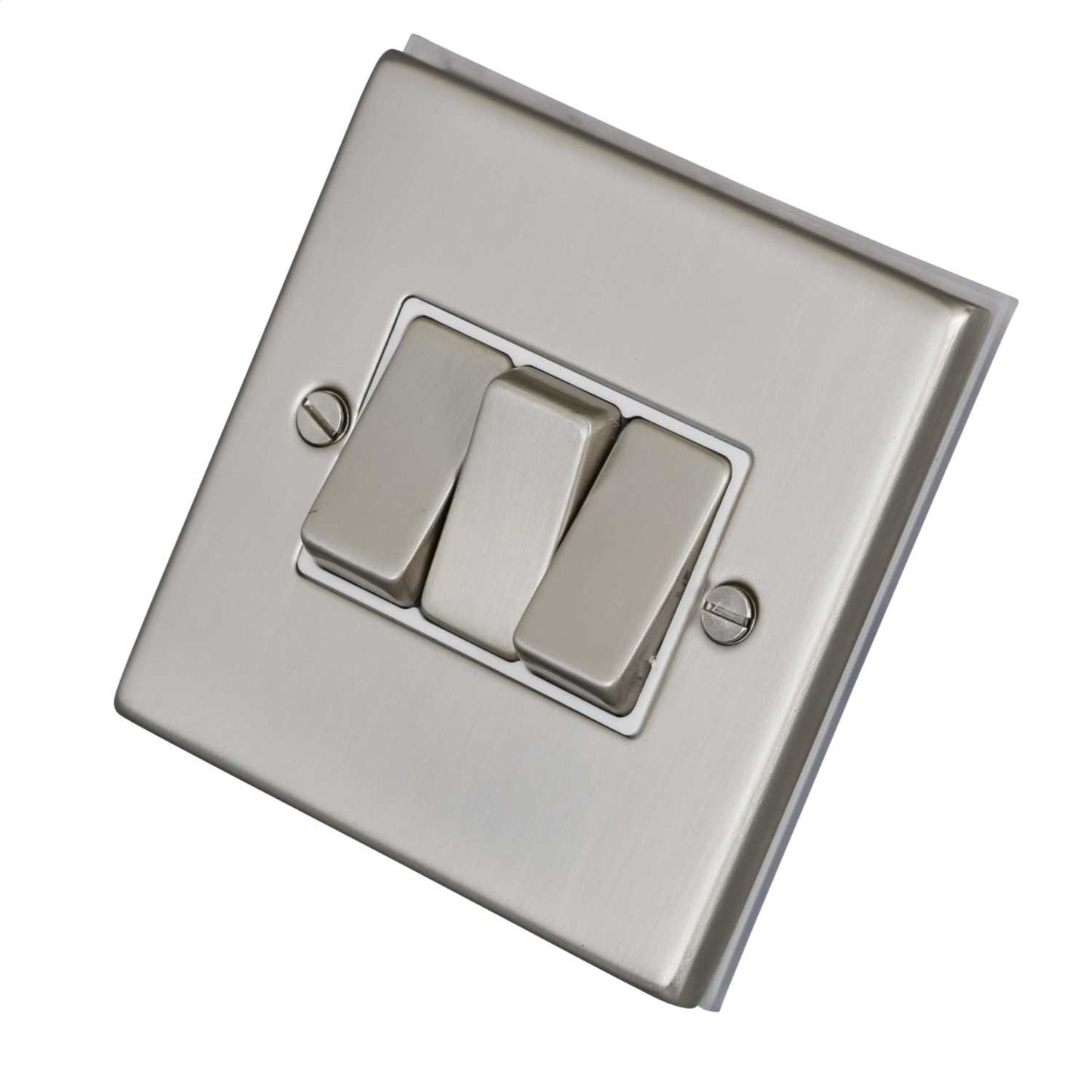 LGA Selectric 7M-Pro 10A 3 Gang 2 Way Switch Metal / White Insert Satin Chrome