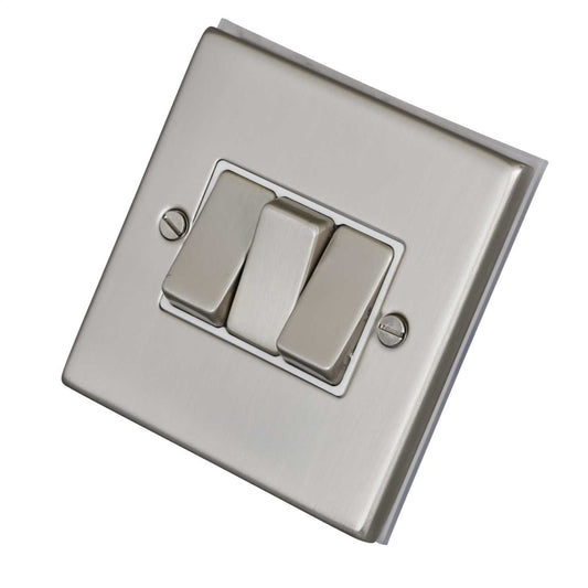 LGA Selectric 7M-Pro 10A 3 Gang 2 Way Switch Metal / White Insert Satin Chrome