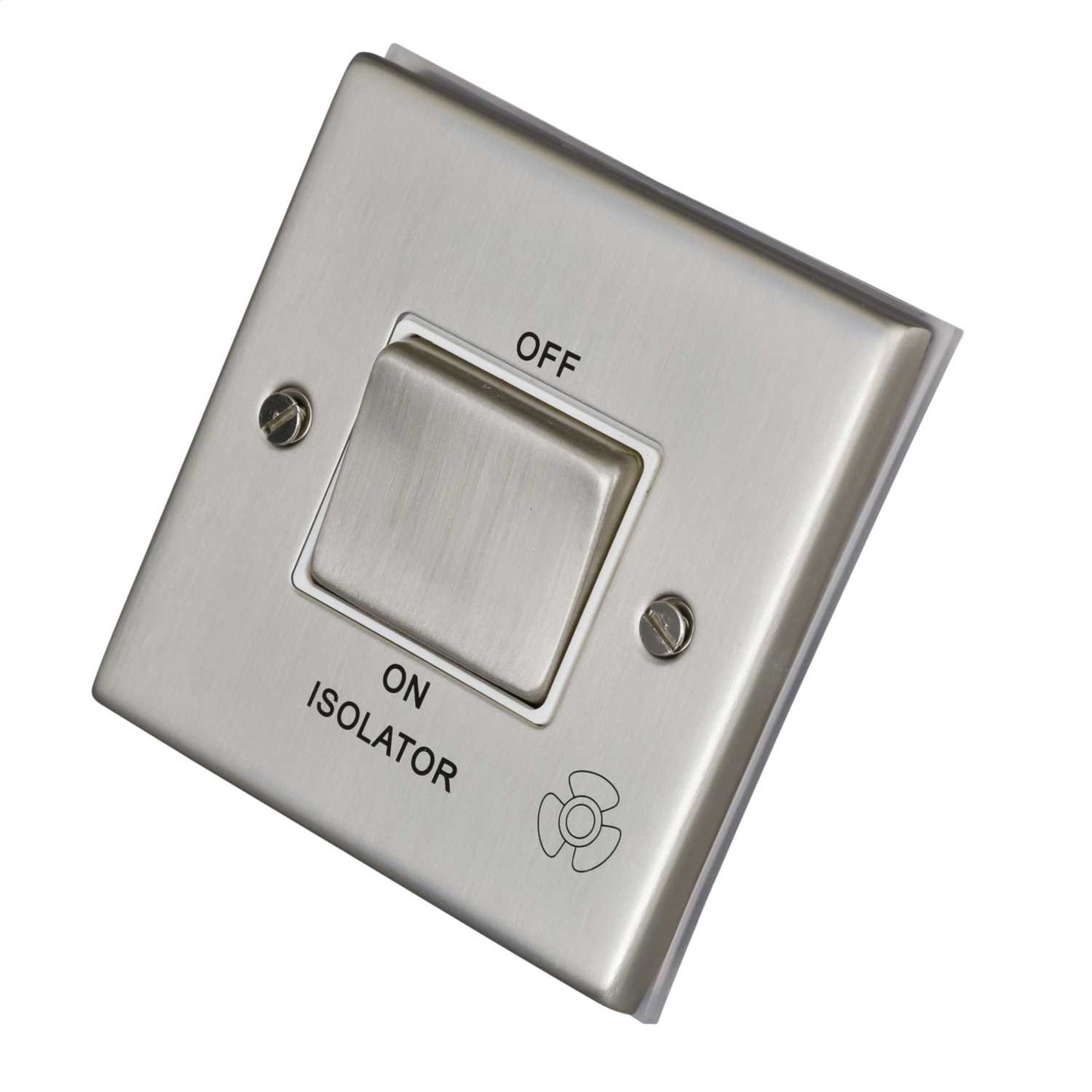 LGA Selectric 7M-Pro 10A Triple Pole Fan Isolator Metal / White Insert Satin Chrome