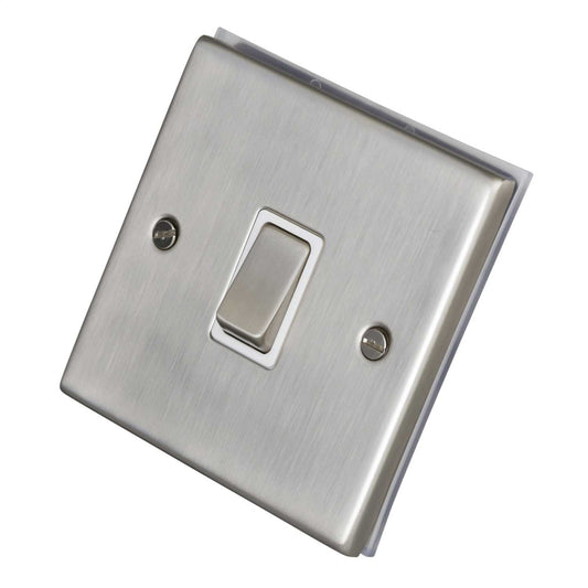 LGA Selectric 7M-Pro 20A DP Switch Metal / White Insert Satin Chrome