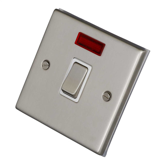 LGA Selectric 7M-Pro 20A DP Switch with Neon Metal / White Insert Satin Chrome