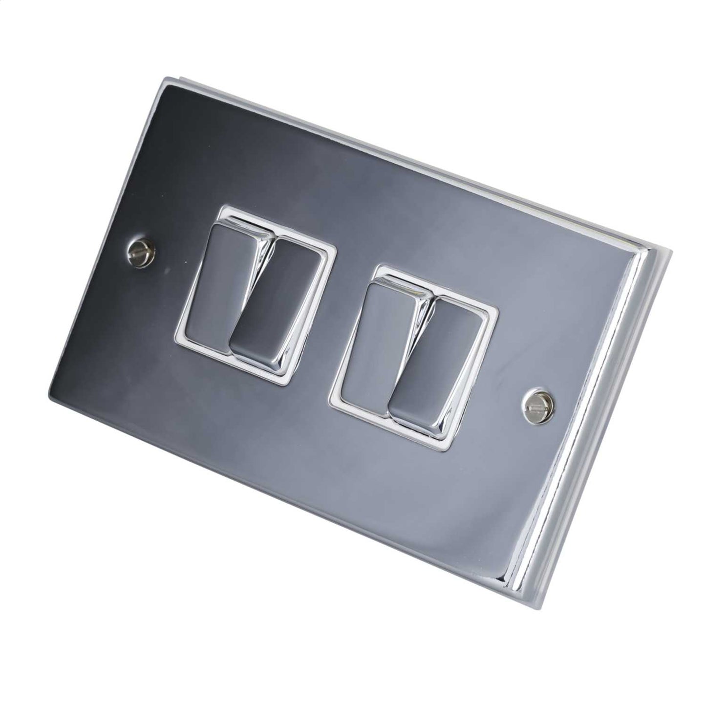 LGA Selectric 7M-Pro 10A 4 Gang 2 Way Switch Metal / White Insert Polished Chrome