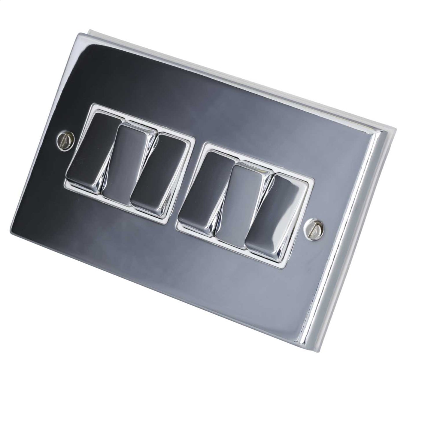 LGA Selectric 7M-Pro 10A 6 Gang 2 Way Switch Metal / White Insert Polished Chrome