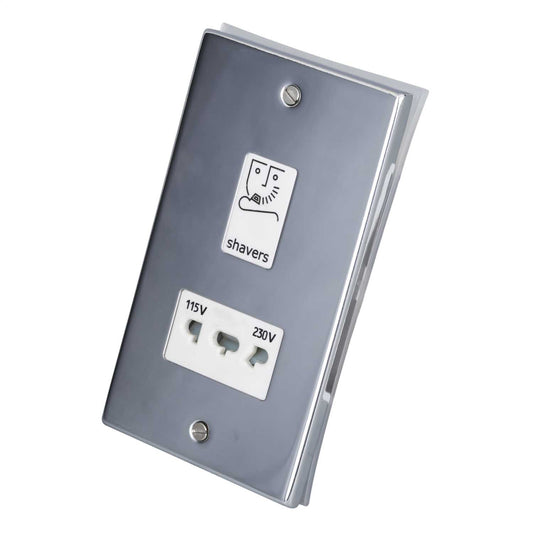 LGA Selectric 7M-Pro Dual Voltage Shaver Socket White Insert Polished Chrome