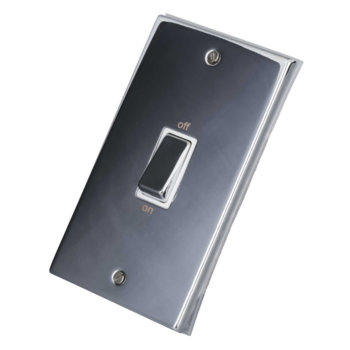 LGA Selectric 7M-Pro 45A DP 2 Gang Vertical Switch Metal / White Insert Polished Chrome