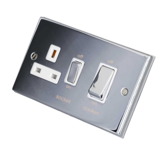 LGA Selectric 7M-Pro 45A Cooker Control Unit Metal / White Insert Polished Chrome