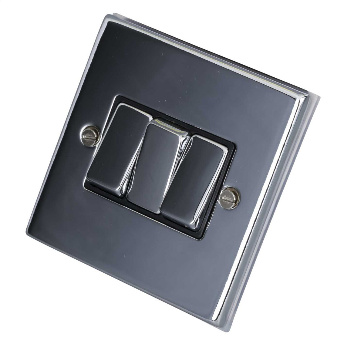 LGA Selectric 7M-Pro 10A 3 Gang 2 Way Switch Metal / Black Insert Polished Chrome