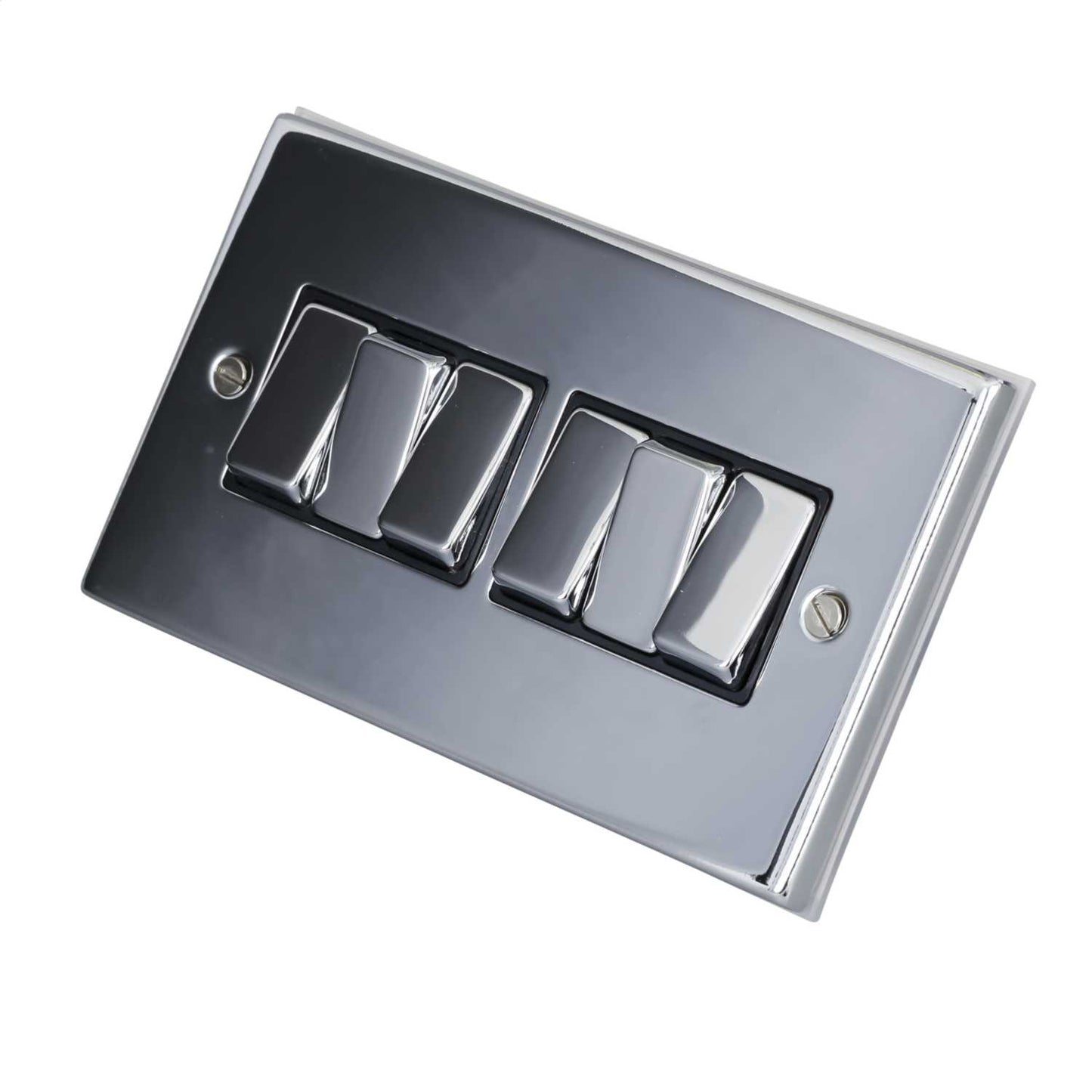 LGA Selectric 7M-Pro 10A 6 Gang 2 Way Switch Metal / Black Insert Polished Chrome