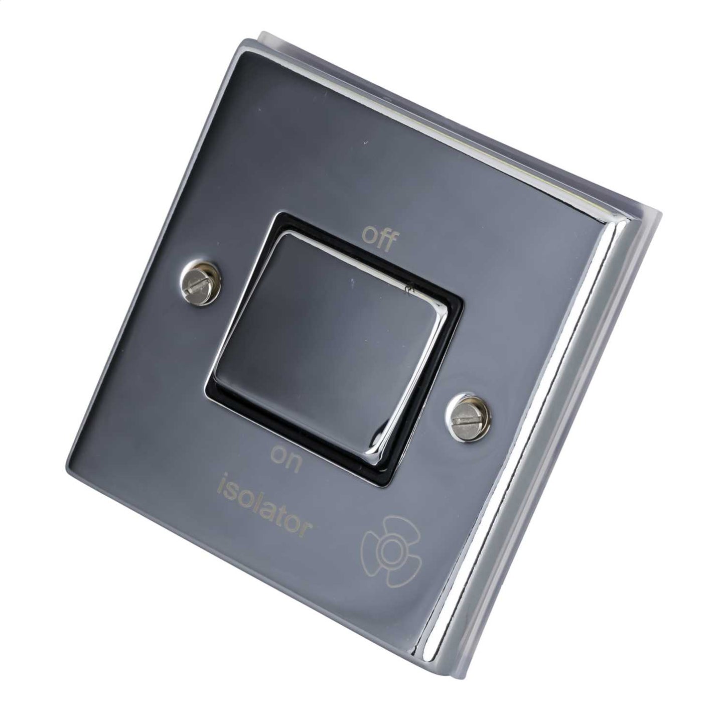 LGA Selectric 7M-Pro 10A Triple Pole Fan Isolator Switch Metal / Black Insert Polished Chrome