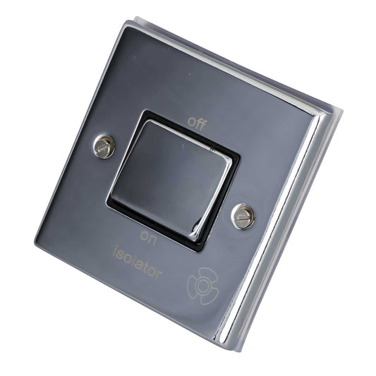 LGA Selectric 7M-Pro 10A Triple Pole Fan Isolator Switch Metal / Black Insert Polished Chrome