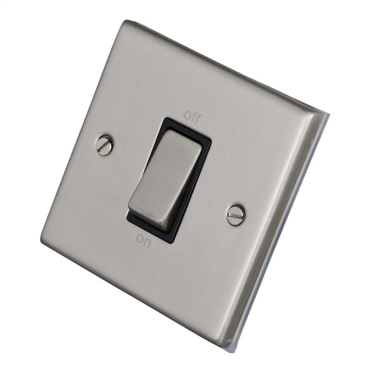LGA Selectric 7M-Pro 45A 1 Gang DP Switch Metal / Black Insert Satin Chrome