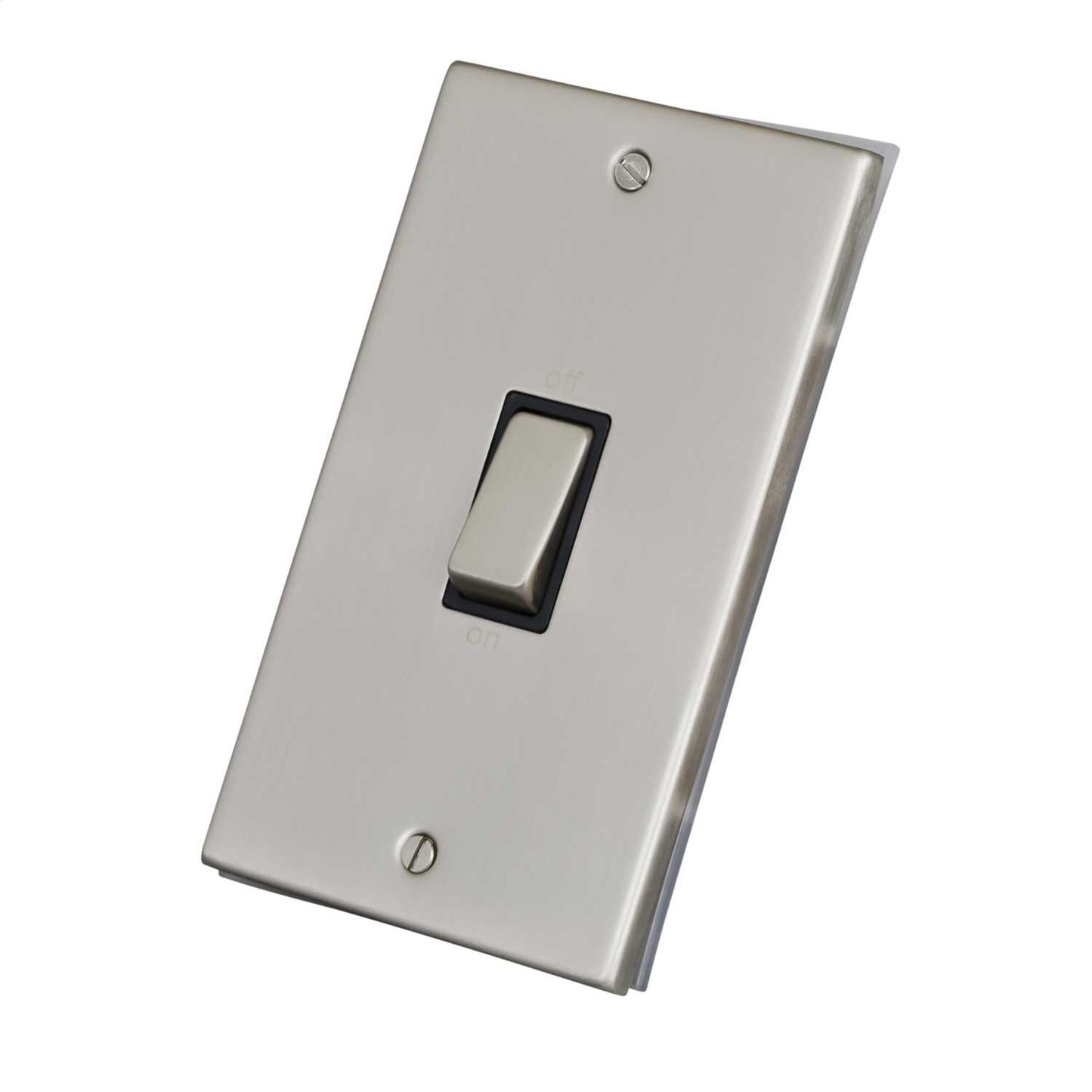 LGA Selectric 7M-Pro 45A 2 Gang DP Vertical Switch Metal / Black Insert Satin Chrome