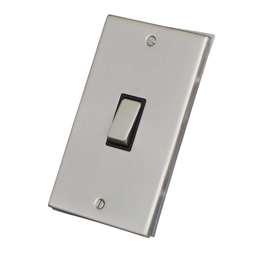 LGA Selectric 7M-Pro 45A 2 Gang DP Vertical Switch Metal / Black Insert Satin Chrome