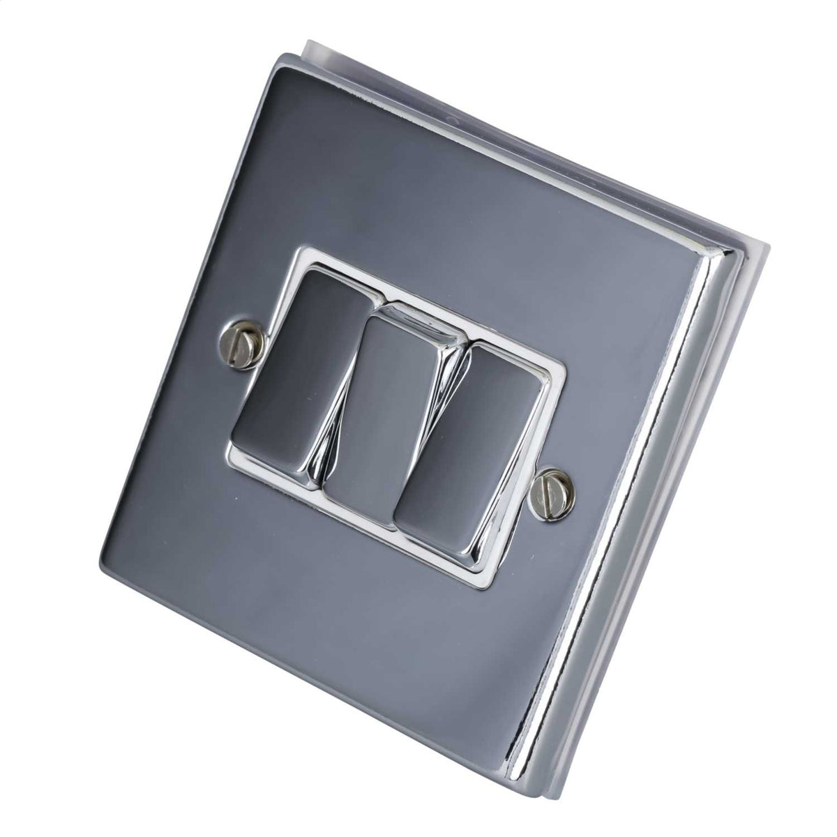 LGA Selectric 7M-Pro 10A 3 Gang 2 Way Switch Metal / White Insert Polished Chrome