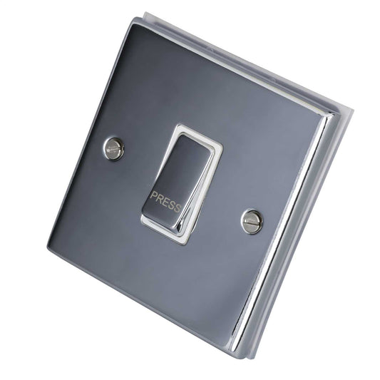 LGA Selectric 7M-Pro 1 Gang Retractive Switch marked Press Metal/White Insert Polished Chrome