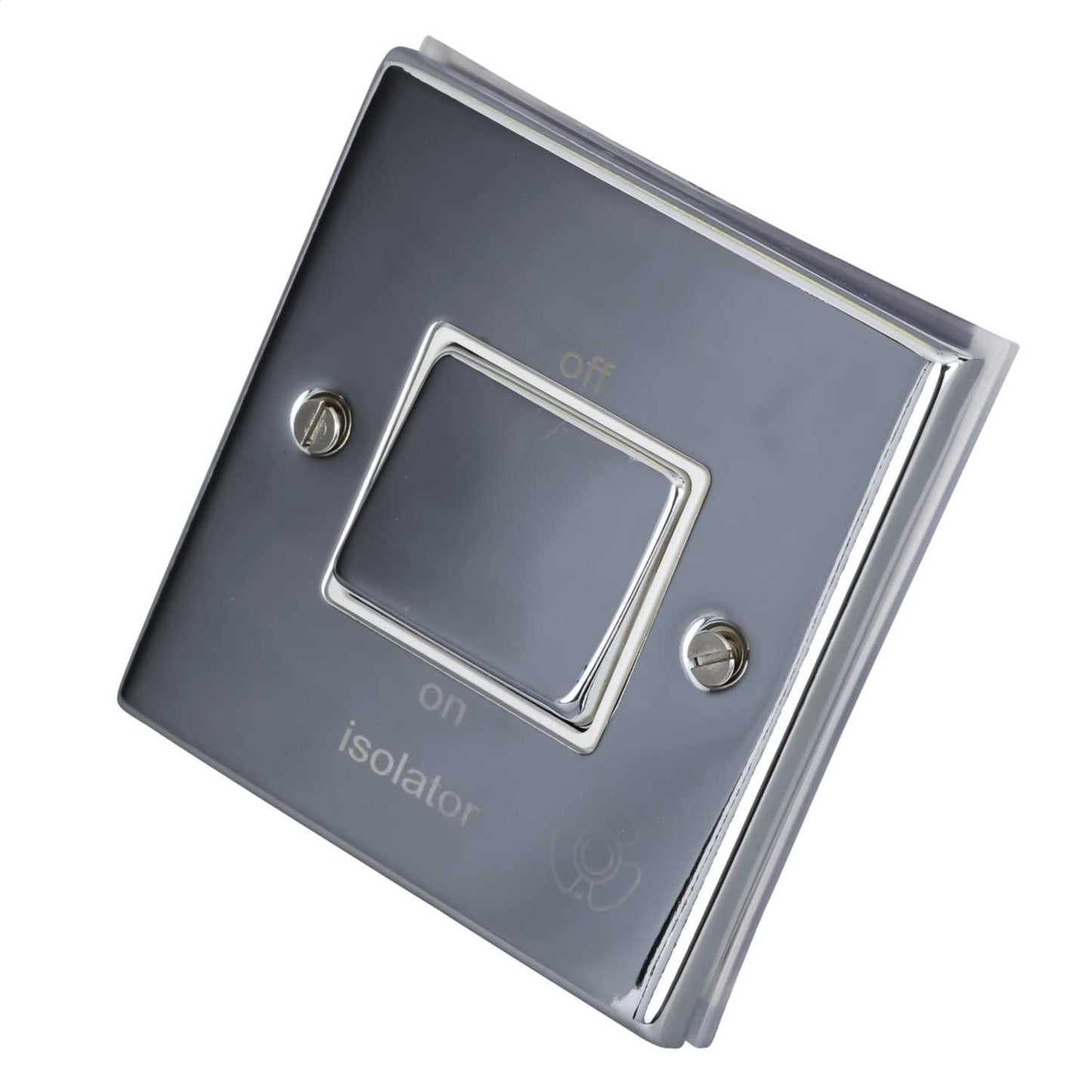 LGA Selectric 7M-Pro 10A Triple Pole Fan Isolator Switch Metal / White Insert Polished Chrome