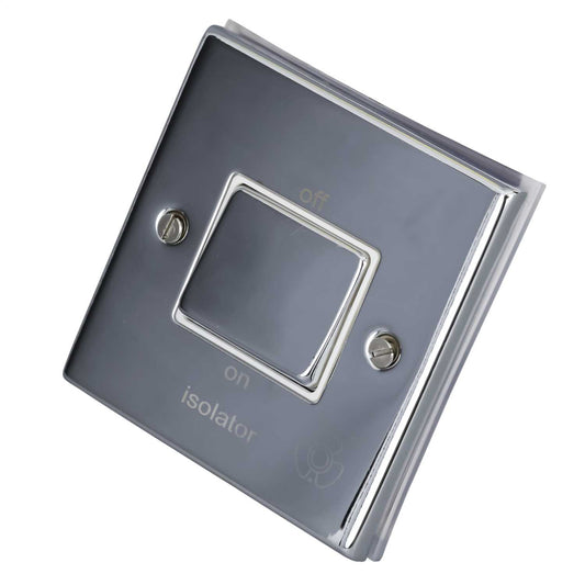 LGA Selectric 7M-Pro 10A Triple Pole Fan Isolator Switch Metal / White Insert Polished Chrome