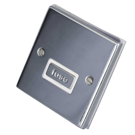 LGA Selectric 7M-Pro 13A Unswitched Fused Spur Metal / White Insert Polished Chrome