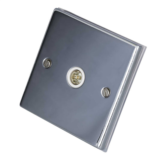 LGA Selectric 7M-Pro 1 Gang Coaxial Socket White Insert Polished Chrome