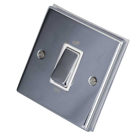 LGA Selectric 7M-Pro 45A DP 1 Gang Switch Metal / White Insert Polished Chrome
