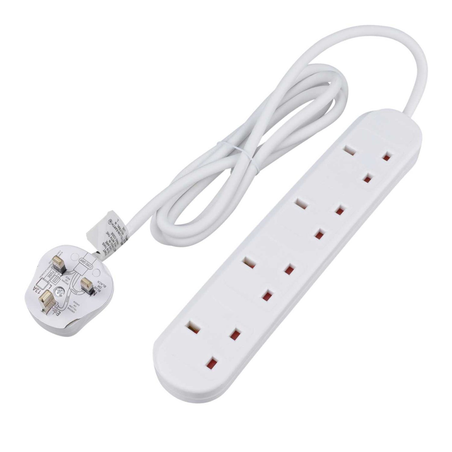 LGA Selectric 13A 2m 4 Gang Anti Surge Extension Lead with Neon White