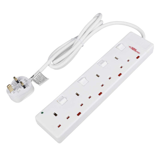 LGA Selectric 13A 2m 4 Gang Anti Surge Individually Switched Extension Lead with Neon White