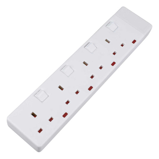 LGA Selectric 13A 4 Gang Individually Switched Trailing Socket with Neon White